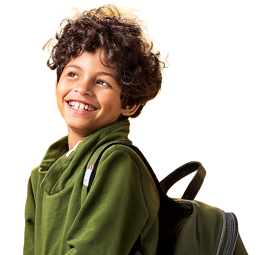 Aluno sorrindo